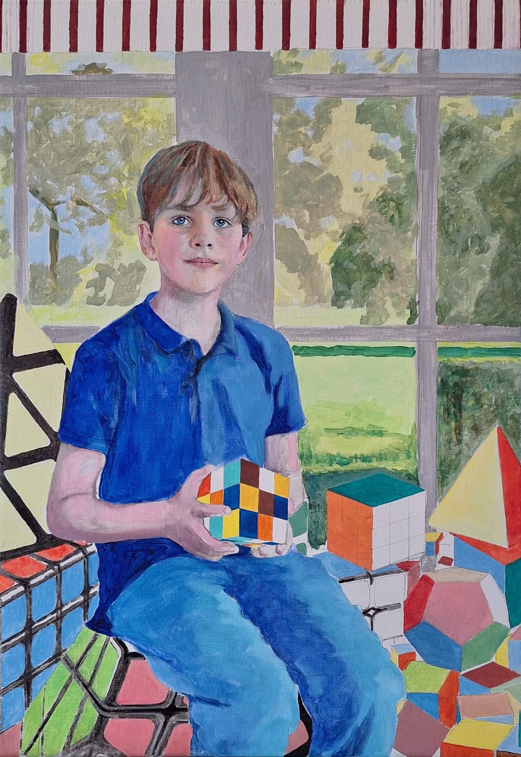 Onderschildering olieverf op linnen, 80x55 cm